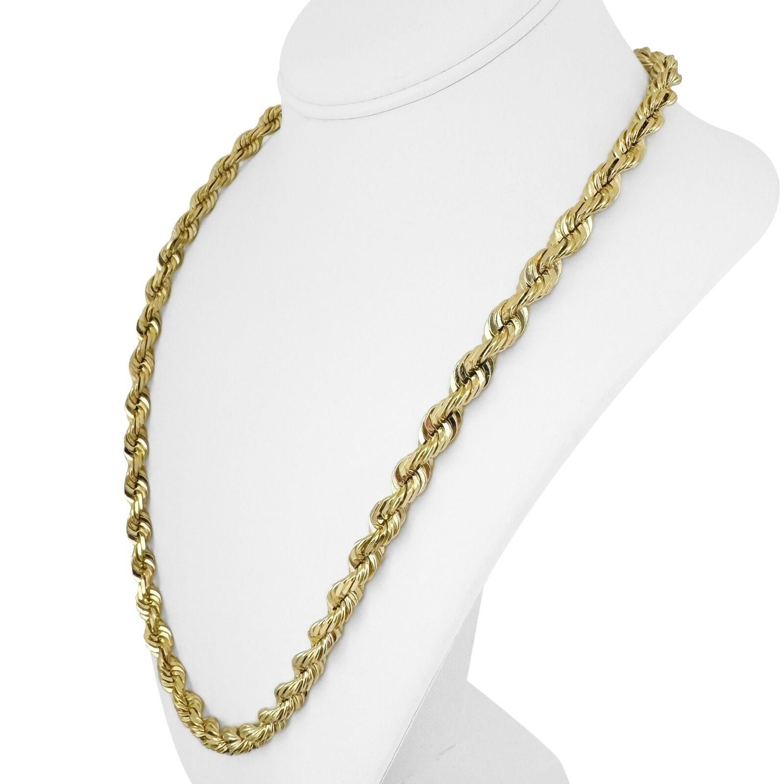 14k Gelbgold 103g solide sehr schwer 6mm Diamantschliff Seil Kette Halskette 24