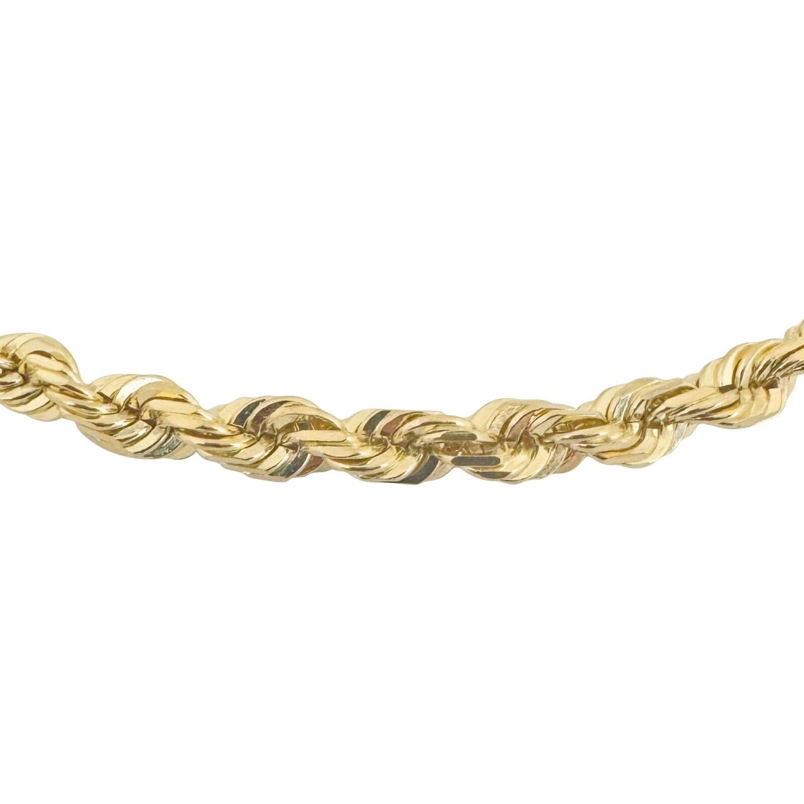 Halskette aus 14 Karat Gelbgold mit massivem, sehr schwerem Diamantschliff und Seil im Zustand „Gut“ in Guilford, CT