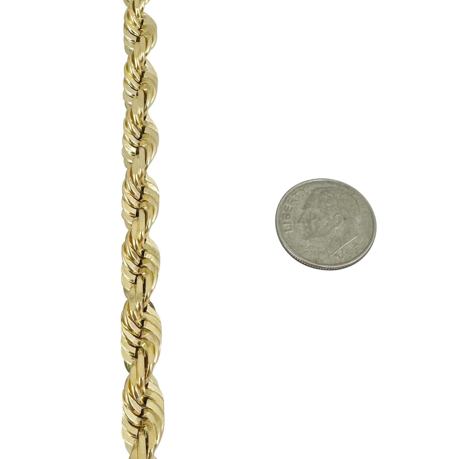 Halskette aus 14 Karat Gelbgold mit massivem, sehr schwerem Diamantschliff und Seil für Damen oder Herren