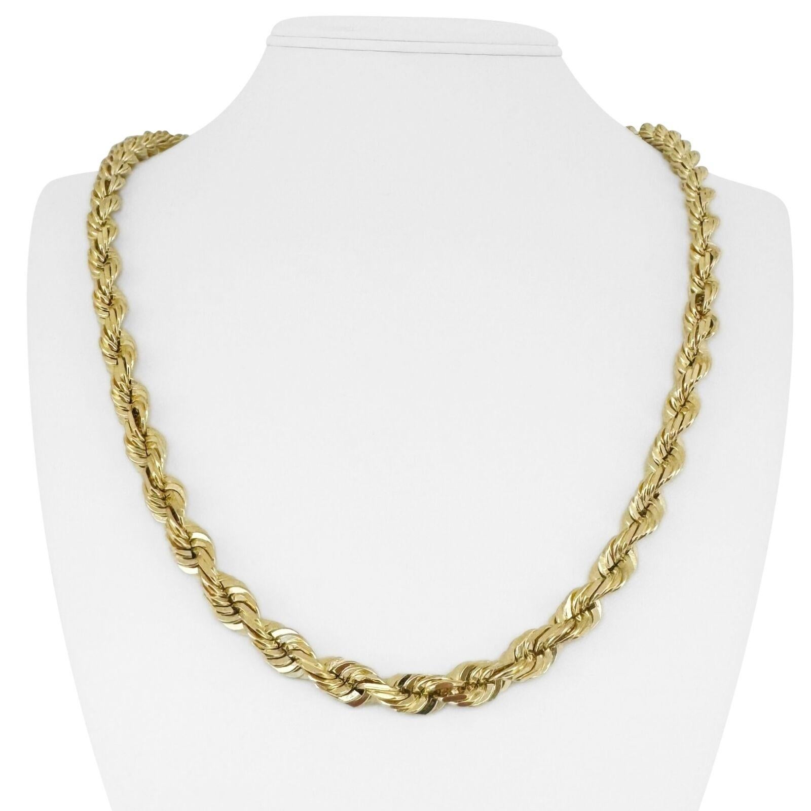 Halskette aus 14 Karat Gelbgold mit massivem, sehr schwerem Diamantschliff und Seil 4