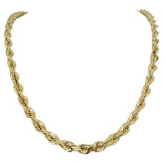 14 Karat Yellow Gold Solid Very Heavy Diamond Cut Rope Chain Necklace 