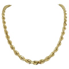 Halskette aus 14 Karat Gelbgold mit massivem, sehr schwerem Diamantschliff und Seil