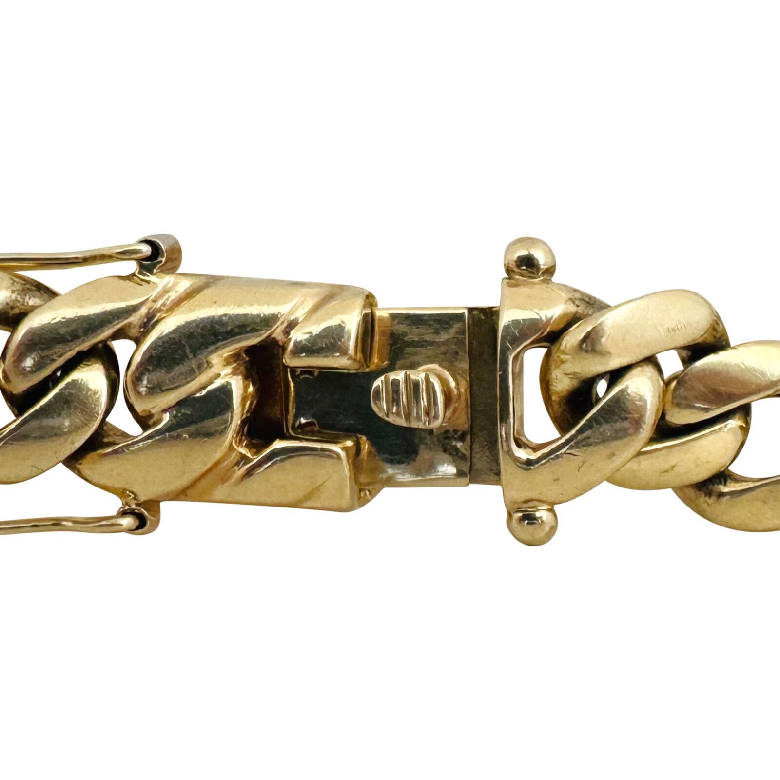 14 Karat Yellow Gold Solid Very Heavy Men's Miami Cuban Link Bracelet  For Sale 2