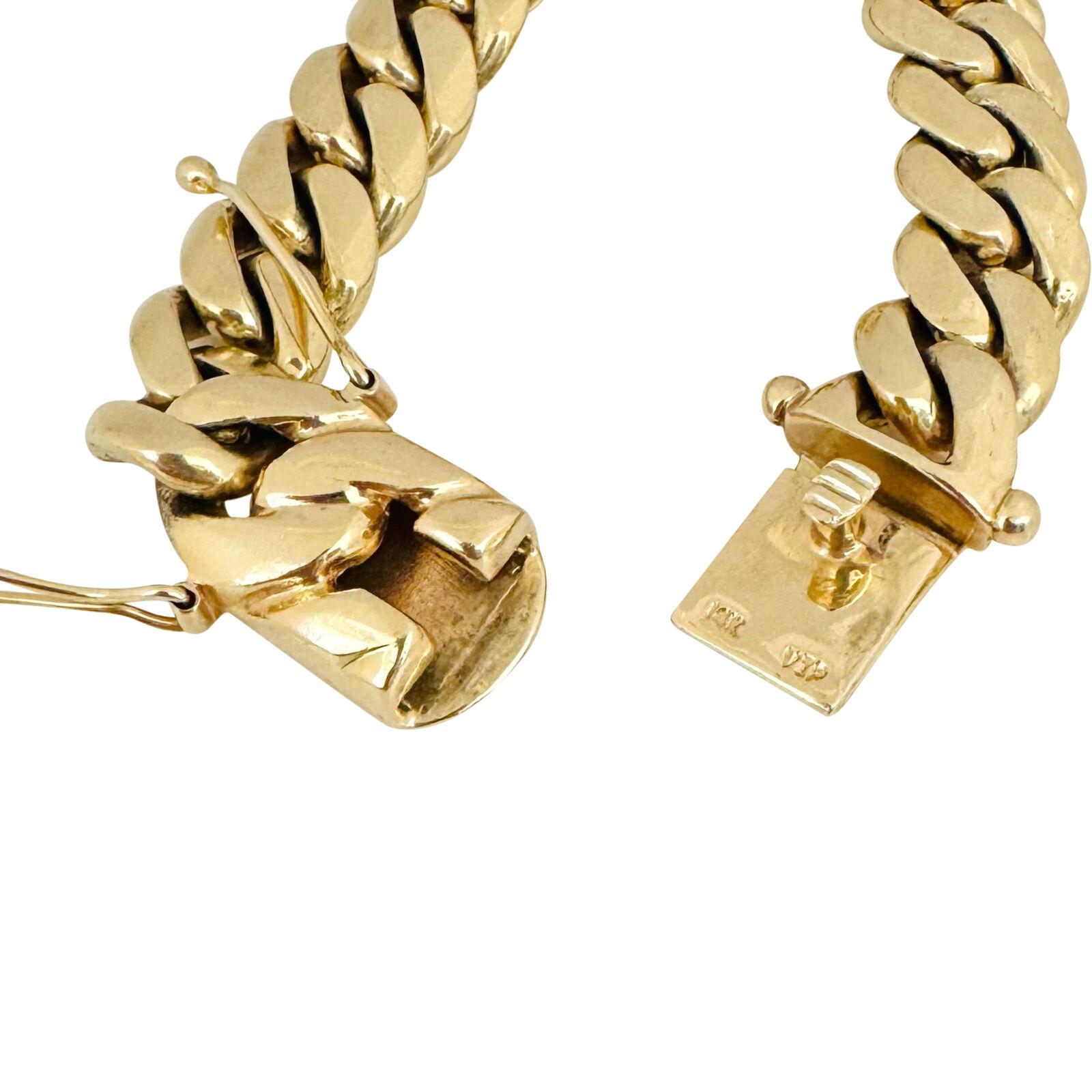 14 Karat Yellow Gold Solid Very Heavy Men's Miami Cuban Link Bracelet  For Sale 3