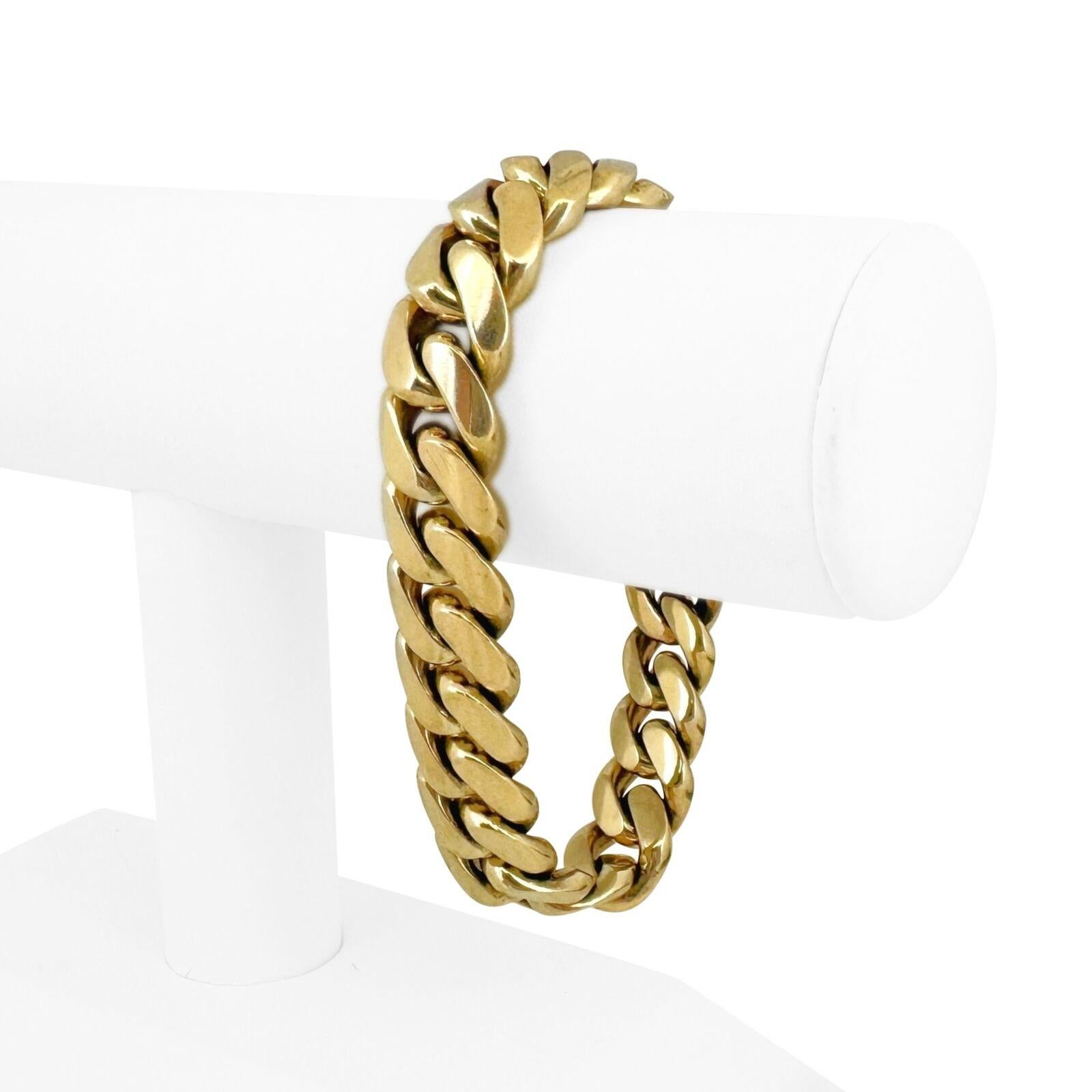14 Karat Yellow Gold Solid Very Heavy Men's Miami Cuban Link Bracelet  For Sale 6