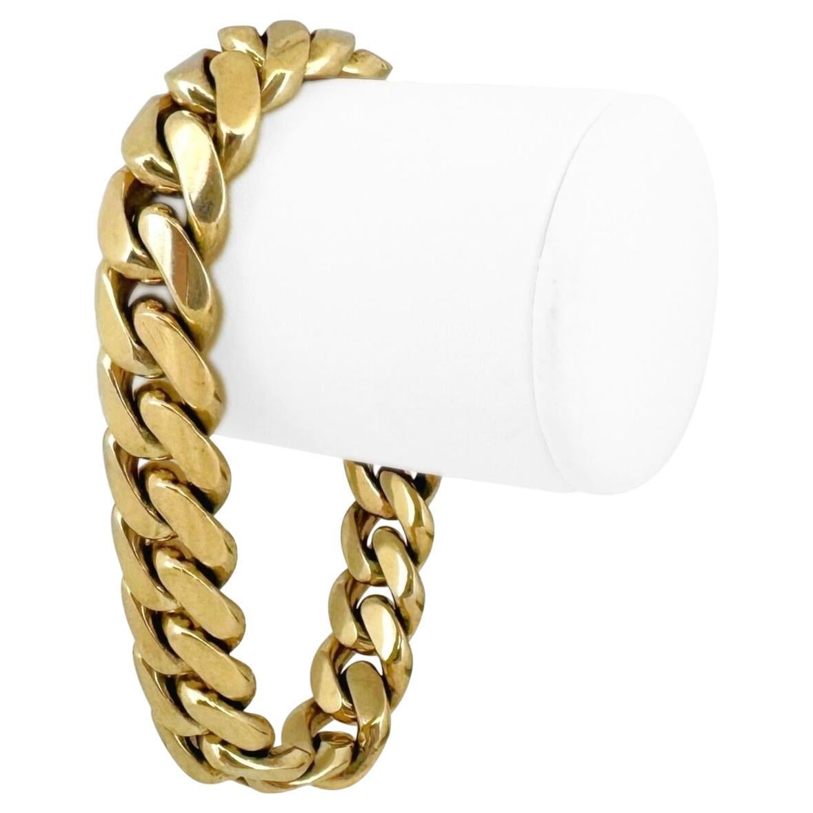 14 Karat Yellow Gold Solid Very Heavy Men's Miami Cuban Link Bracelet  For Sale