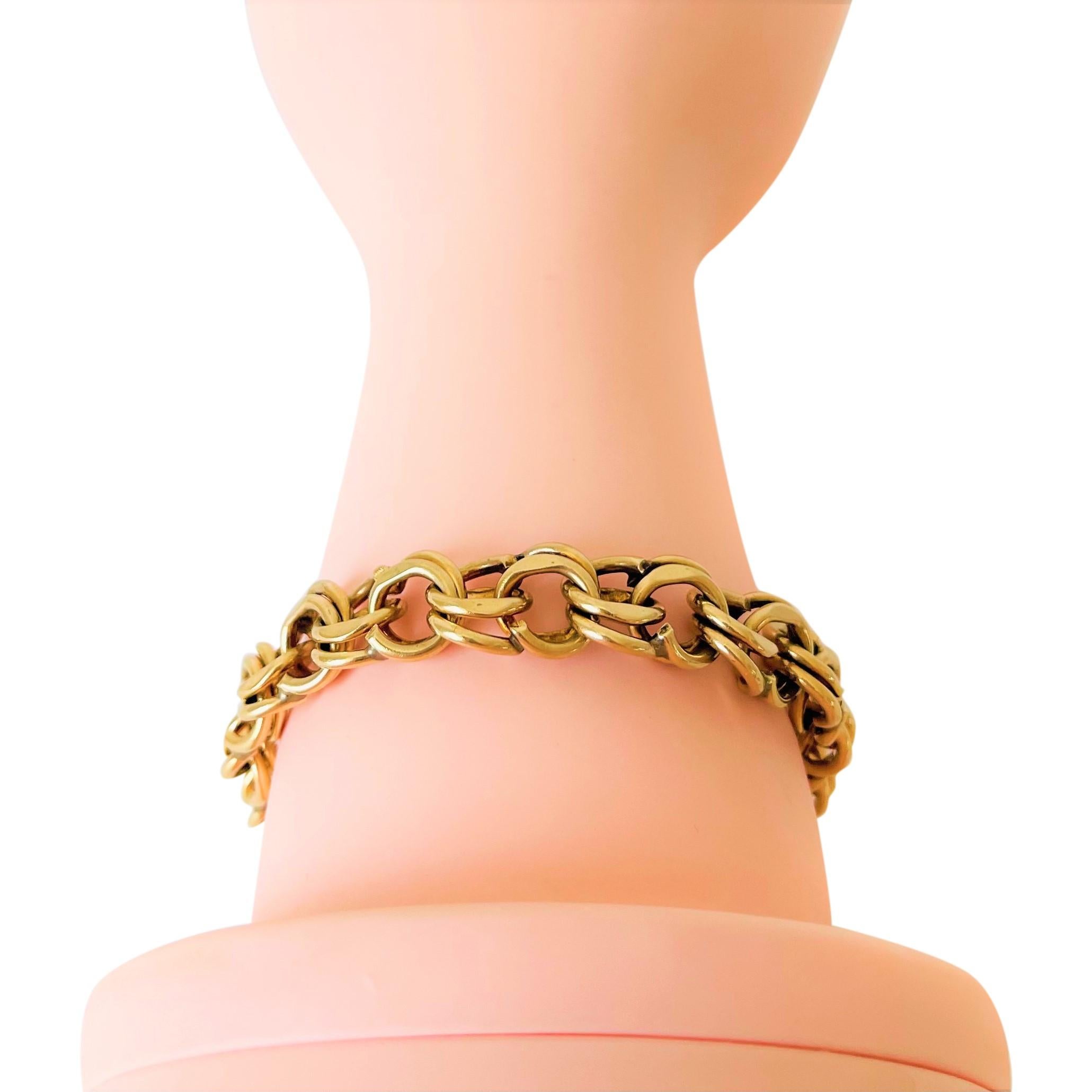 14 Karat Yellow Gold Solid Vintage Double Circle Link Charm Bracelet 2