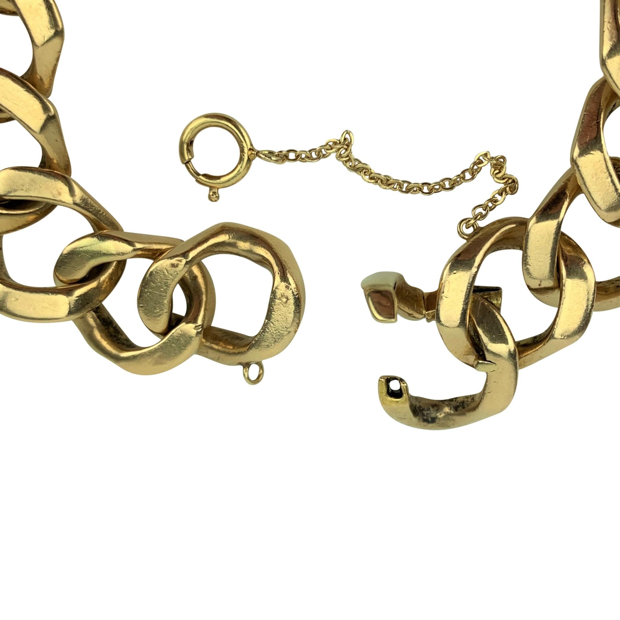 14 Karat Yellow Gold Solid Wide Curb Link Bracelet 1