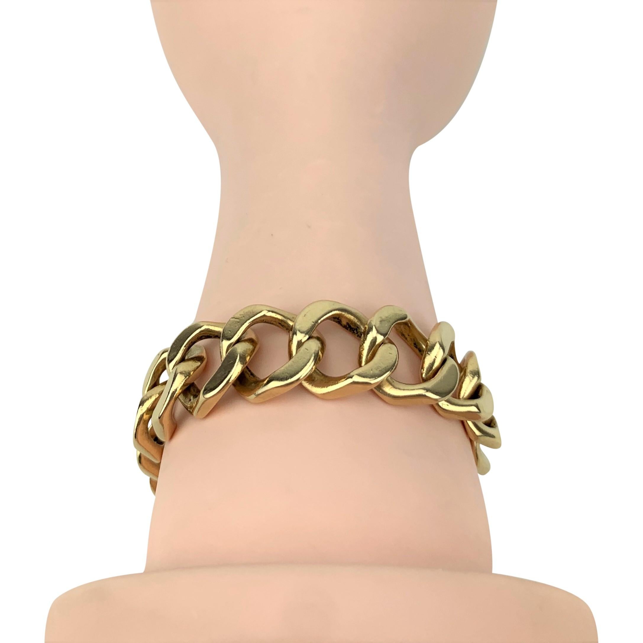 14 Karat Yellow Gold Solid Wide Curb Link Bracelet 3