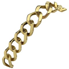 14 Karat Yellow Gold Solid Wide Curb Link Bracelet