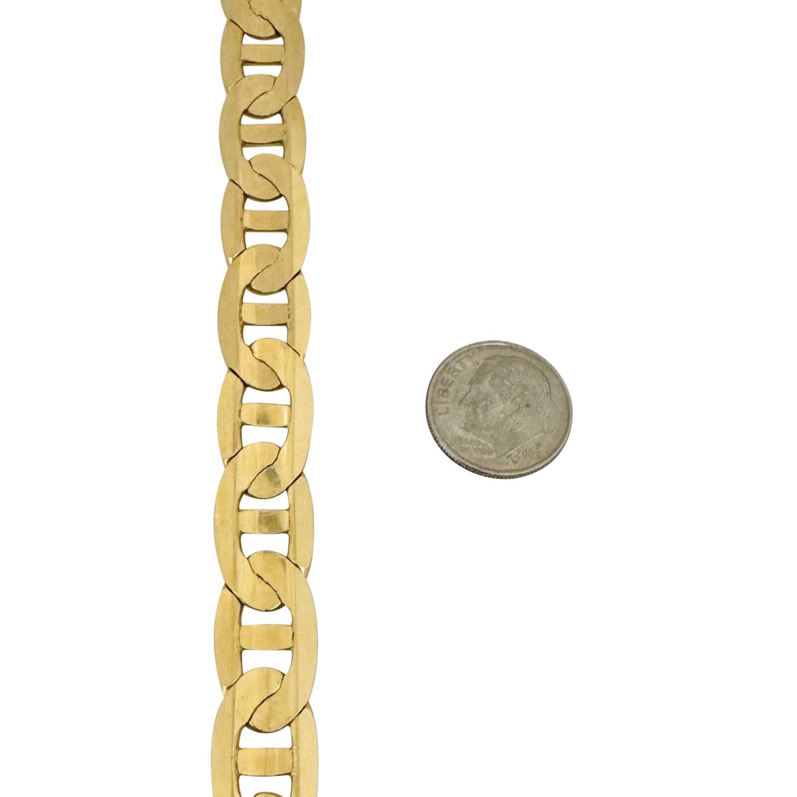 14 Karat Gelbgold Massives, breites Mariner Gucci Gliederarmband Italien für Damen oder Herren
