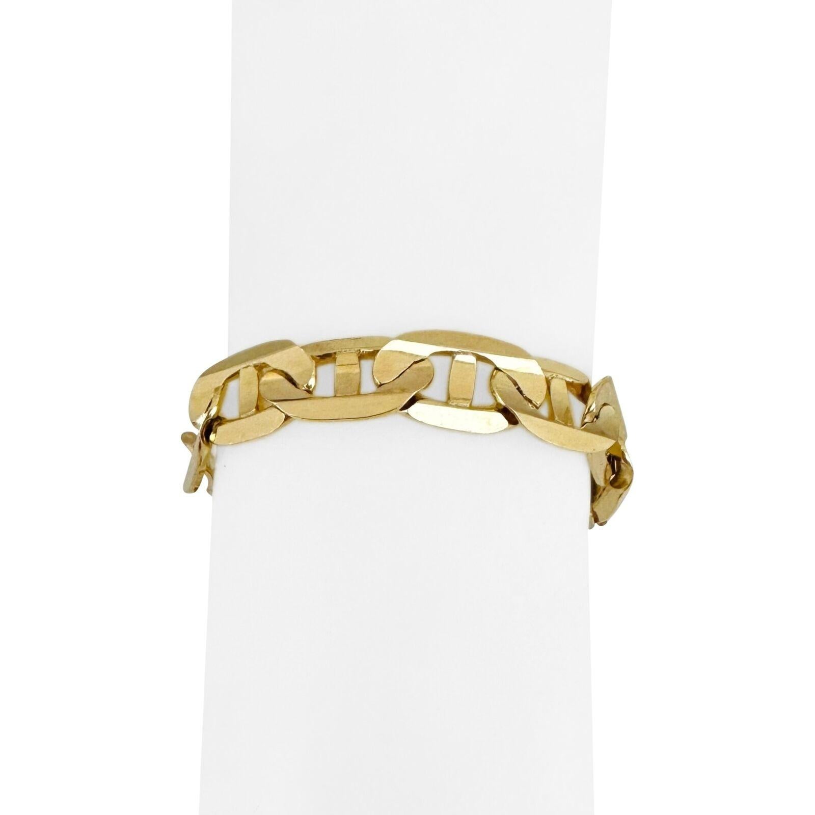 14 Karat Gelbgold Massives, breites Mariner Gucci Gliederarmband Italien 3