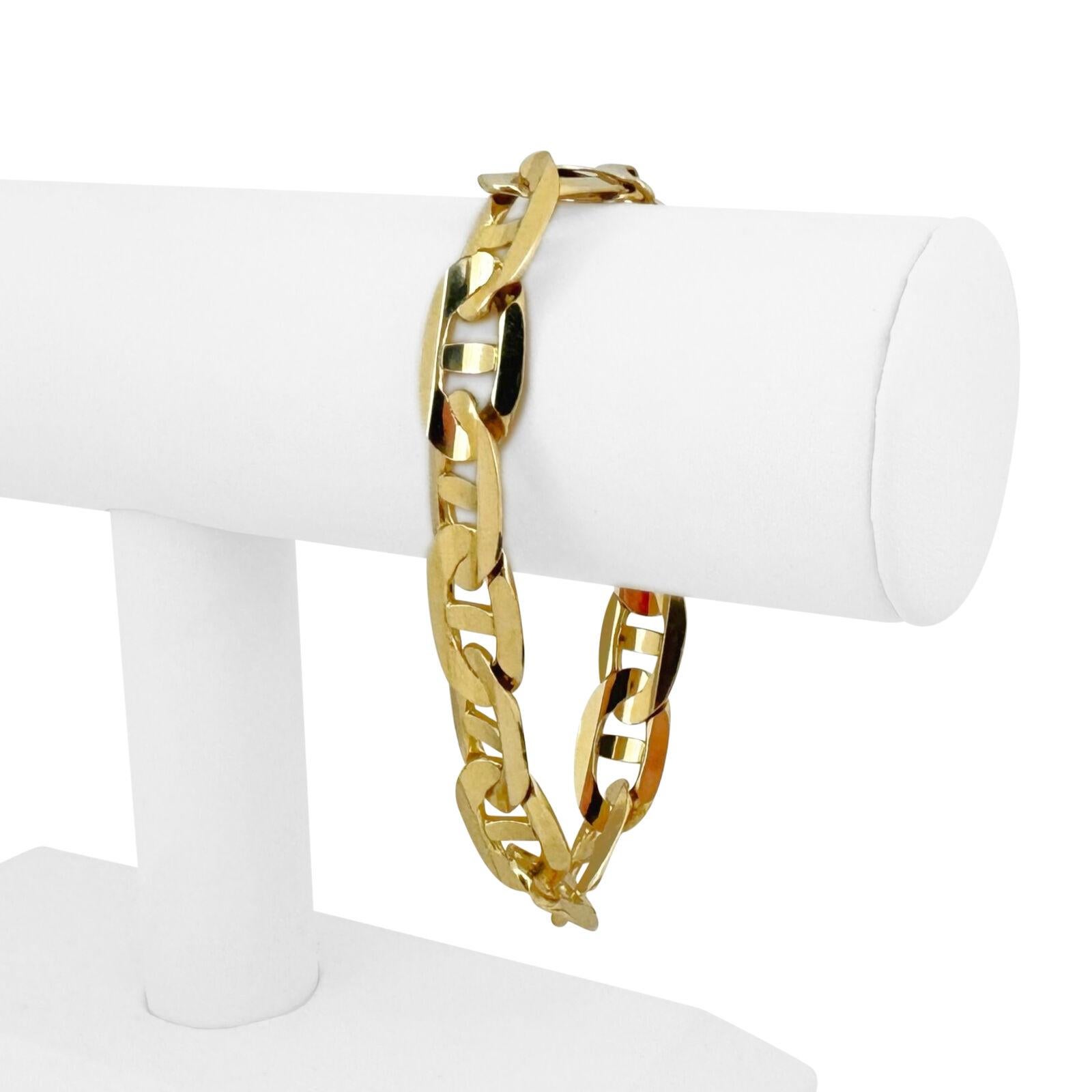 14 Karat Gelbgold Massives, breites Mariner Gucci Gliederarmband Italien 4