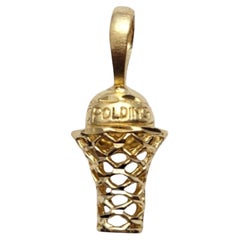 Breloque Baskets et cercle « Spalding » en or jaune 14 carats #20731