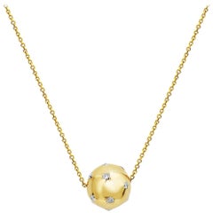 14 Karat Yellow Gold Sphere Pendant Necklace