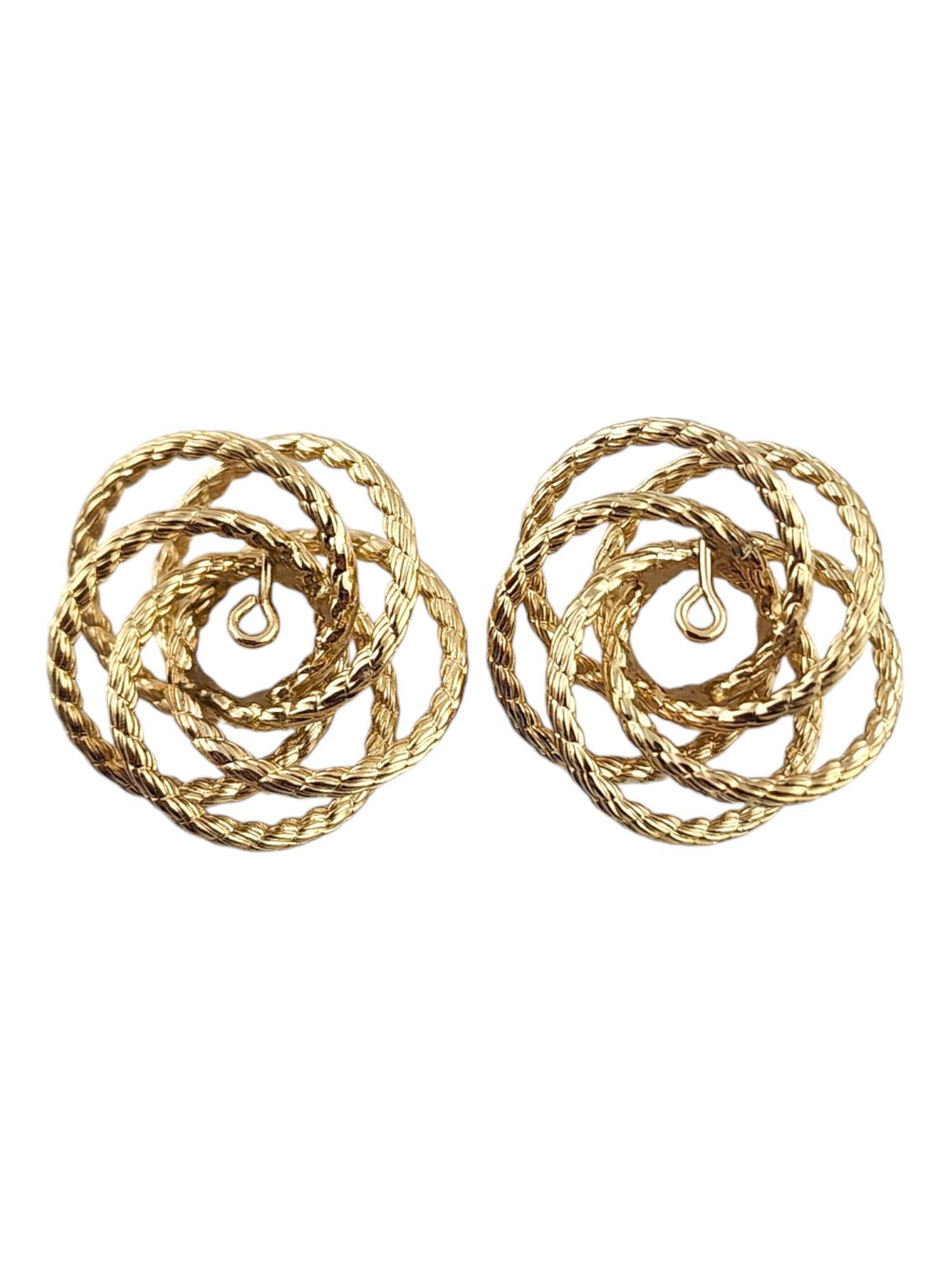 14 Karat Yellow Gold Spiral Circle Earring Jackets #19016 For Sale 1