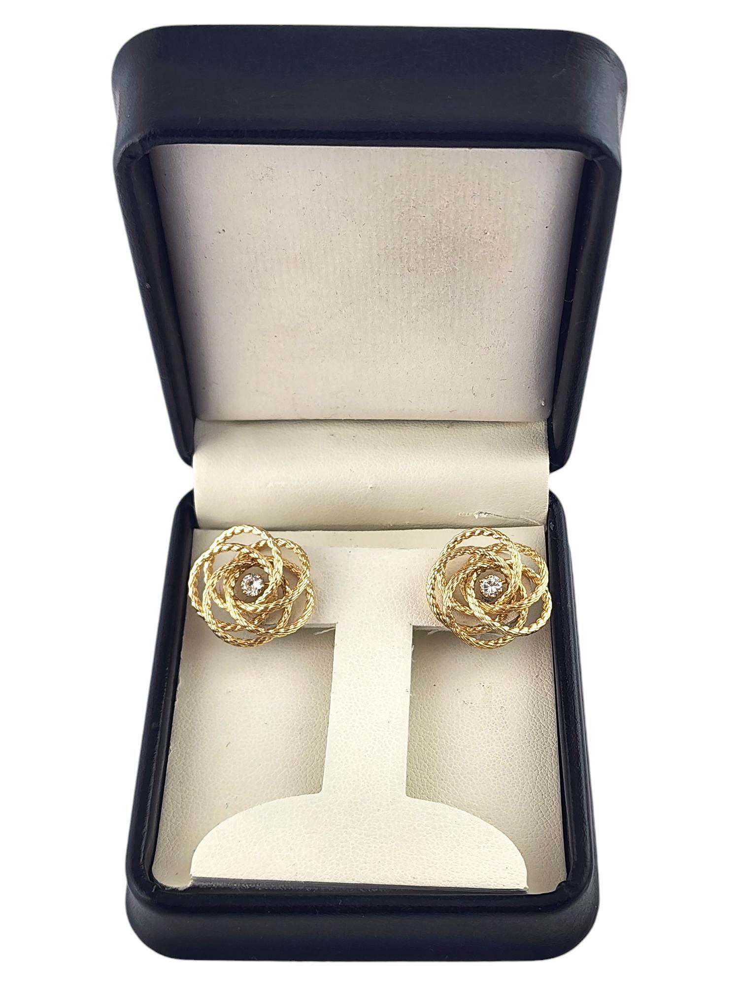 14 Karat Yellow Gold Spiral Circle Earring Jackets #19016 For Sale 3