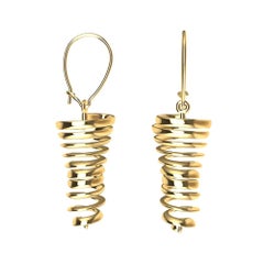 Pendants d'oreilles en or jaune 14 carats en forme de spirale