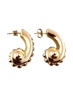 14 Karat Yellow Gold Spiral Dot Earrings #18491