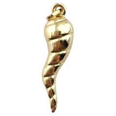 14 Karat Yellow Gold Spiral Italian Horn Pendant #22251