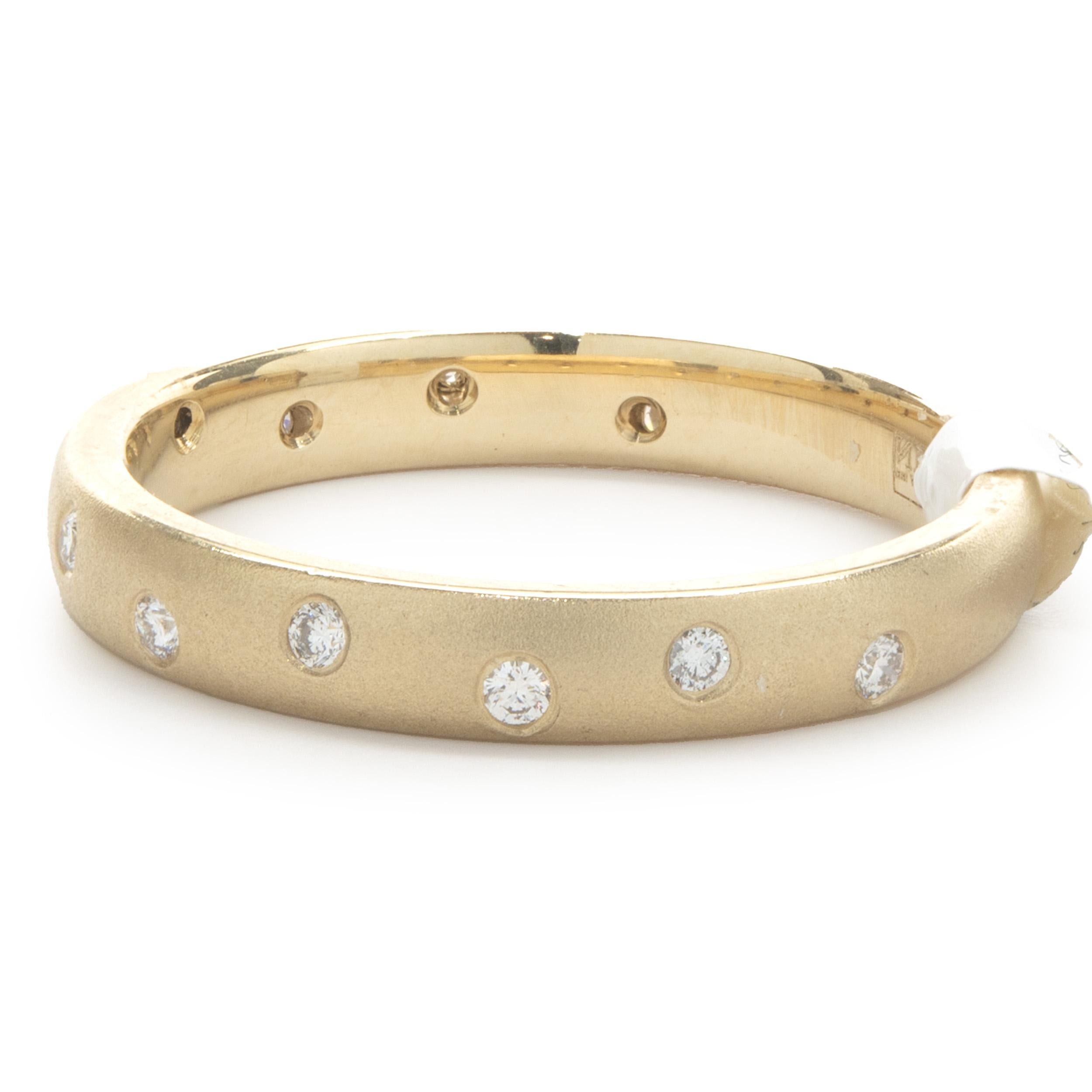 14 Karat Gelbgold Ring mit gekräuselten Diamanten (Rundschliff)
