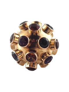 14 Karat Yellow Gold Sputnik Charm with Multicolored Stones #19249
