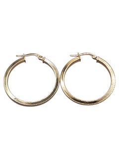 14 Karat Yellow Gold Sqaure Tubing Circle Hoop Earrings #20460