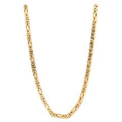 14 Karat Yellow Gold Square Byzantine Chain Necklace
