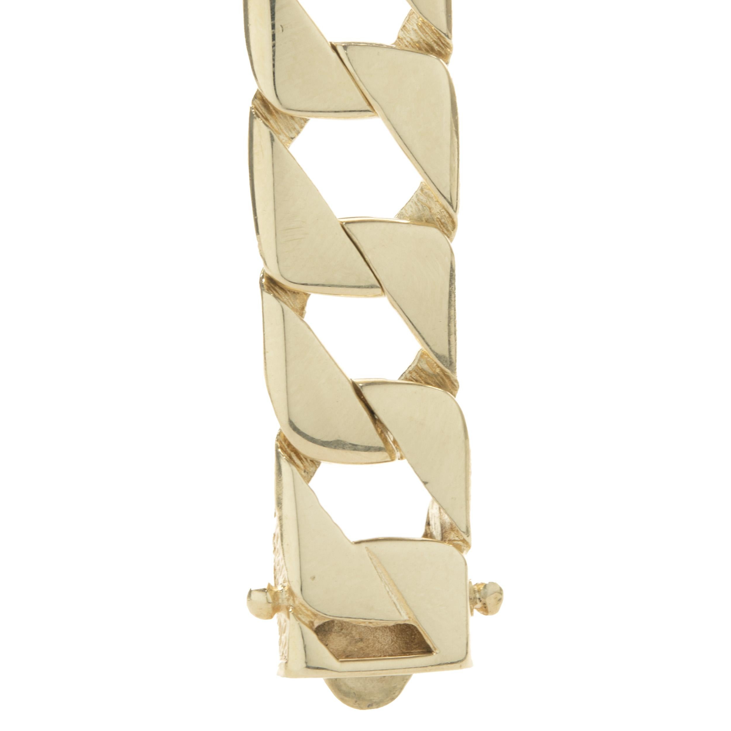 14 Karat Gelbgold Quadratisches kubanisches Gliederarmband für Damen oder Herren