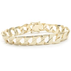 14 Karat Yellow Gold Square Cuban Link Bracelet