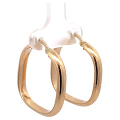 14 Karat Yellow Gold Square Hoop Earrings 3 Grams Made in, Italy