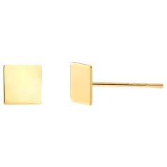 14 Karat Yellow Gold Square Shape Post Earrings
