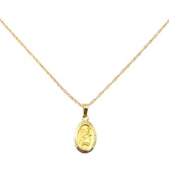 Colgante de oro amarillo de 14 quilates San Cristóbal con cadena nº 21515