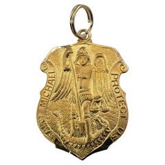 Vintage 14 Karat Yellow Gold St. Michael Pendant