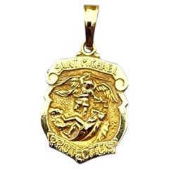 14 Karat Yellow Gold "St. Michael Protect Us" Pendant #23068