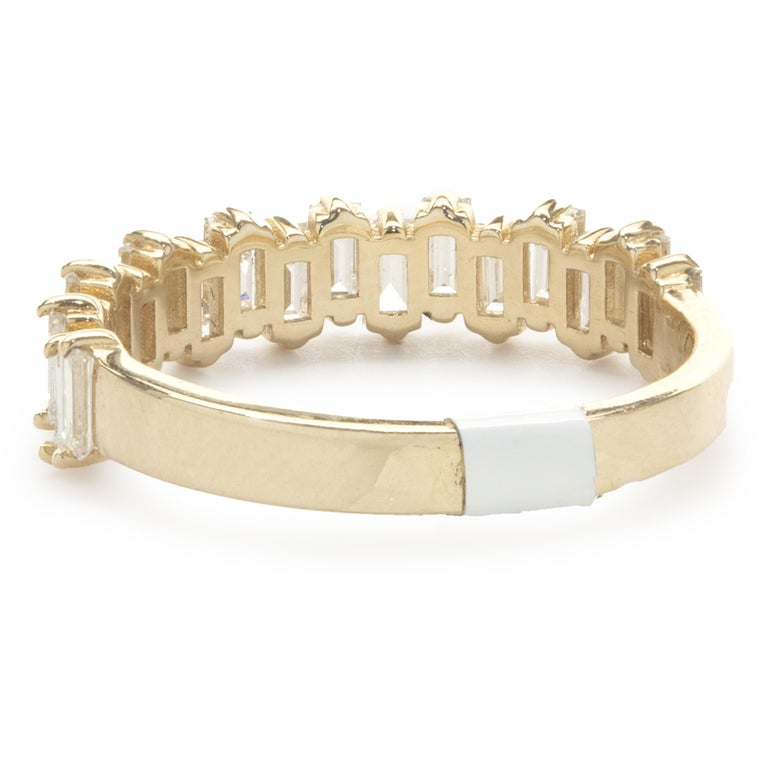 14 Karat Yellow Gold Staggered Baguette Cut Diamond Band For Sale at ...