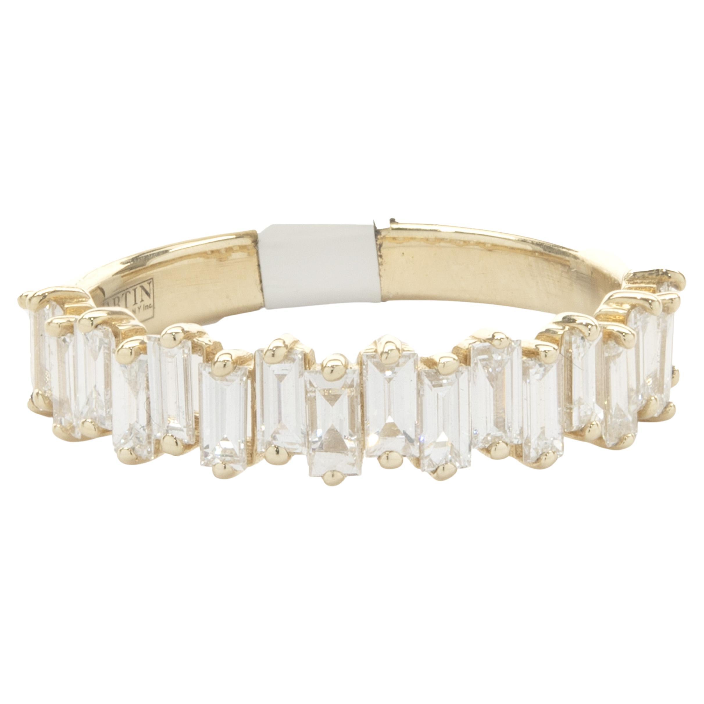 Baguette Cut Diamond Band 14 Karat Yellow Gold For Sale at 1stDibs