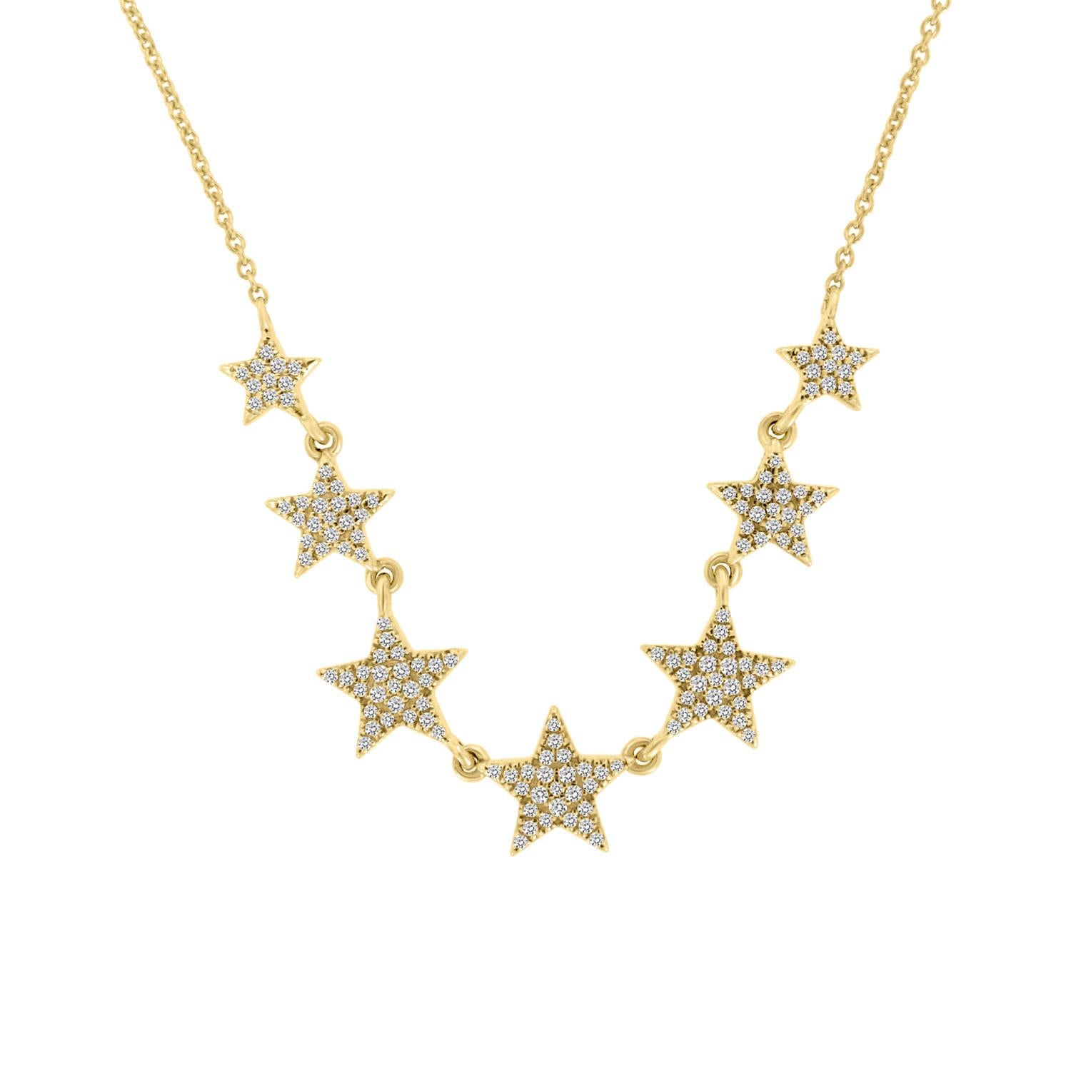 Cet élégant collier est composé de 7 étoiles de diamants Micro Prong-set reliées entre elles par de délicates boucles. Faites l'expérience de la différence en personne !

Détails du produit : 

Type de pierre centrale : DIAMANT NATUREL
Forme de la