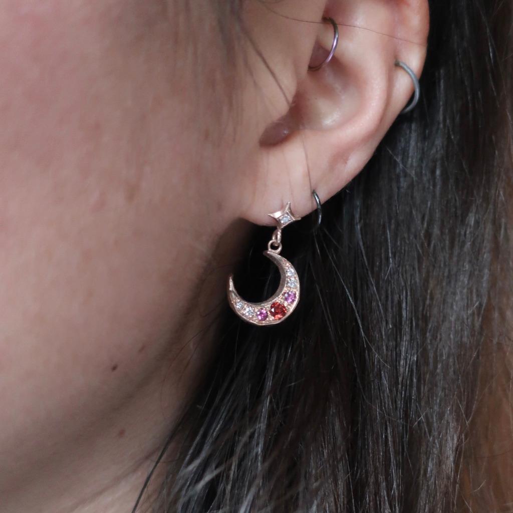 gold star and moon earrings