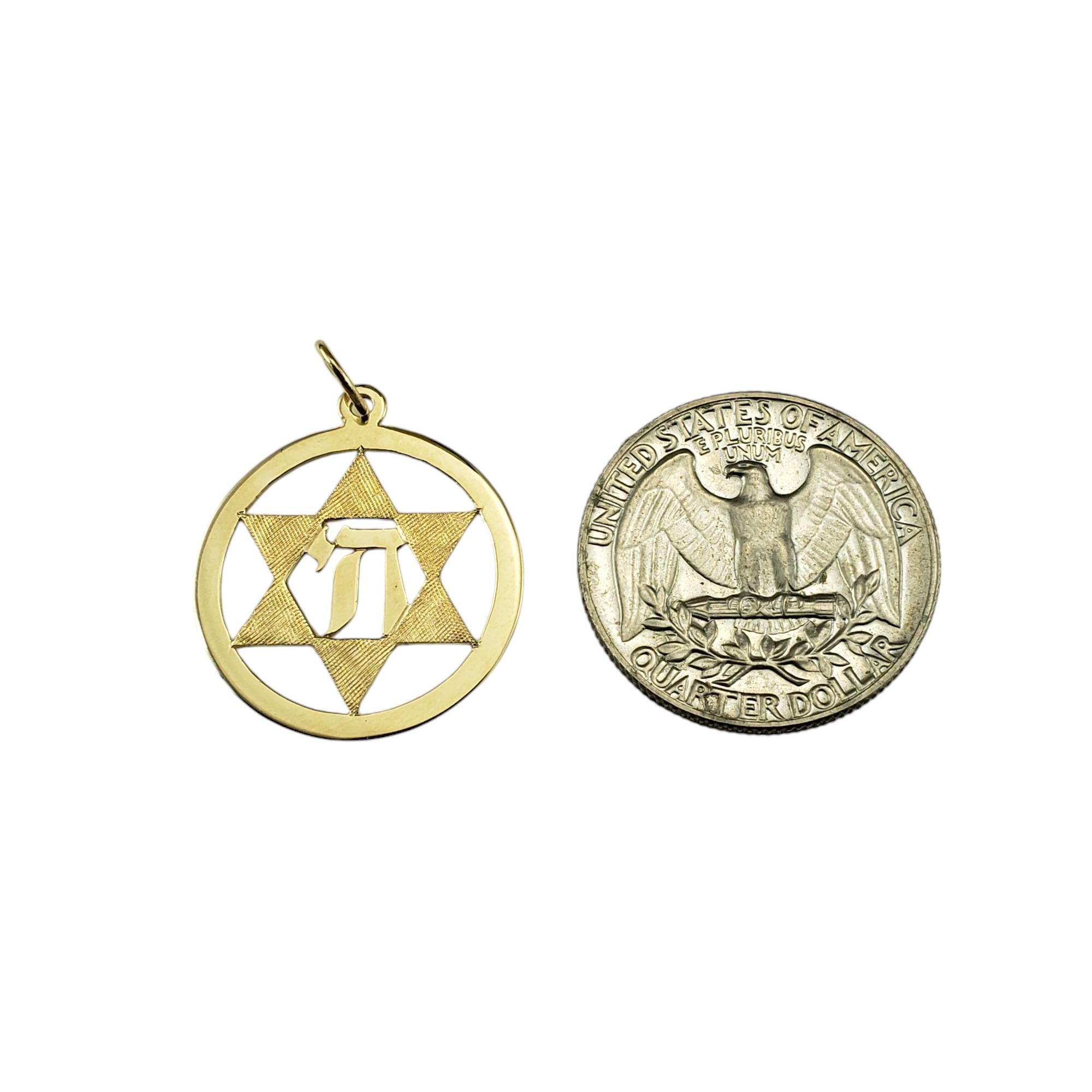 14 Karat Yellow Gold Star of David Chai Pendant #19159 1