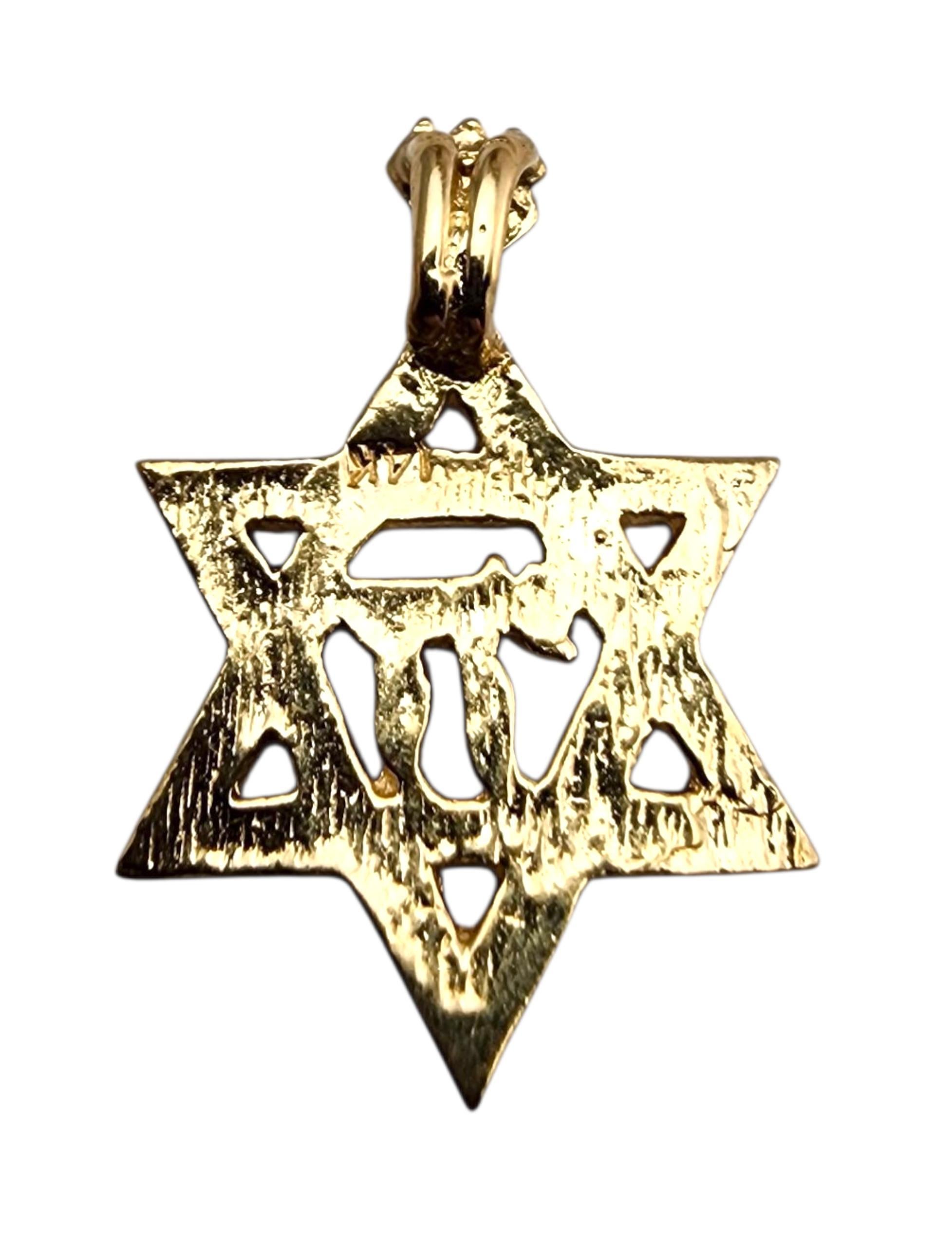 Pendentif en or jaune 14 carats étoile de David Chai #23511