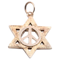 14 Karat Yellow Gold Star of David Peace Symbol Pendant