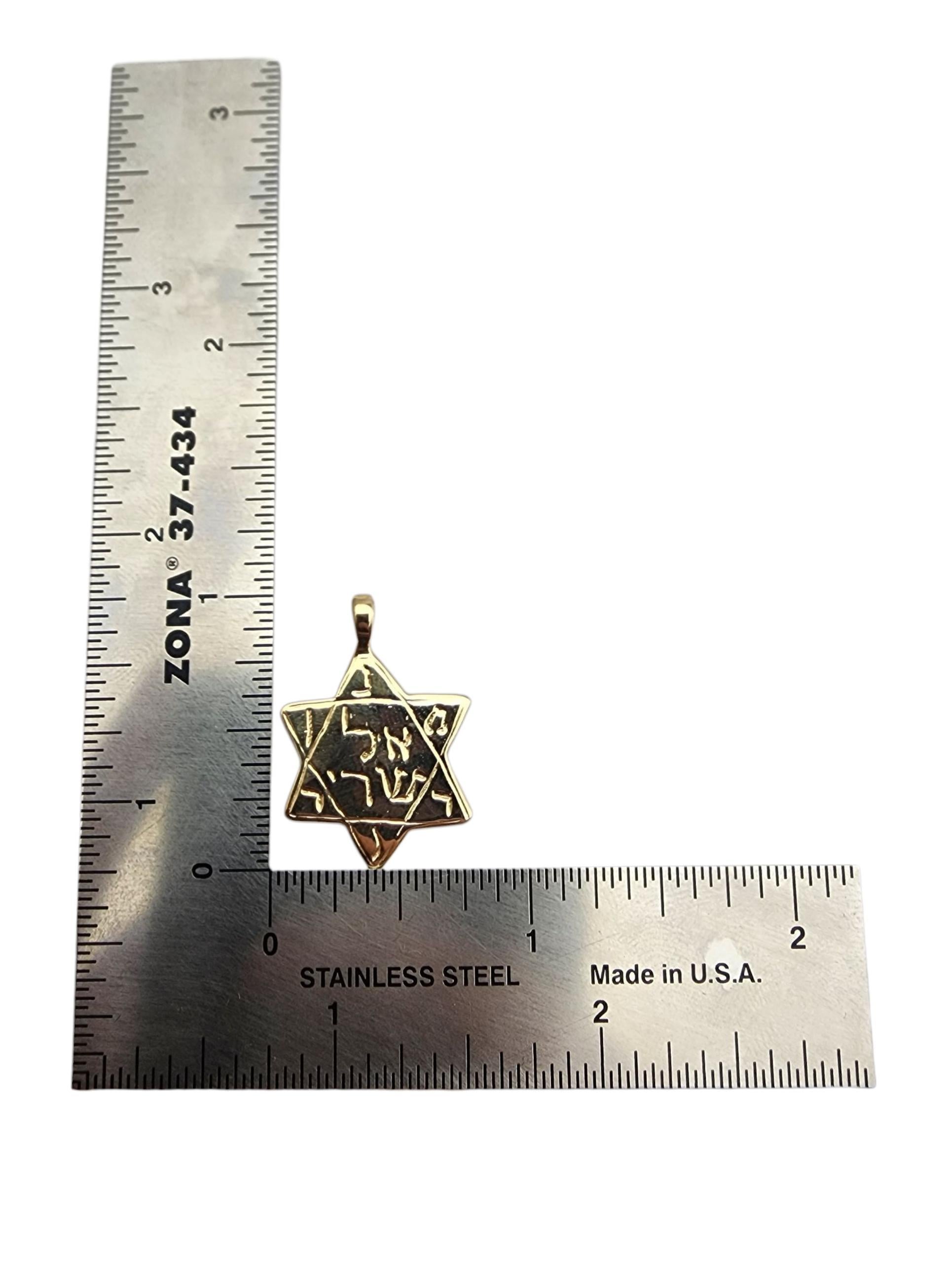 Pendentif étoile de David en or jaune 14 carats #23584 en vente 3