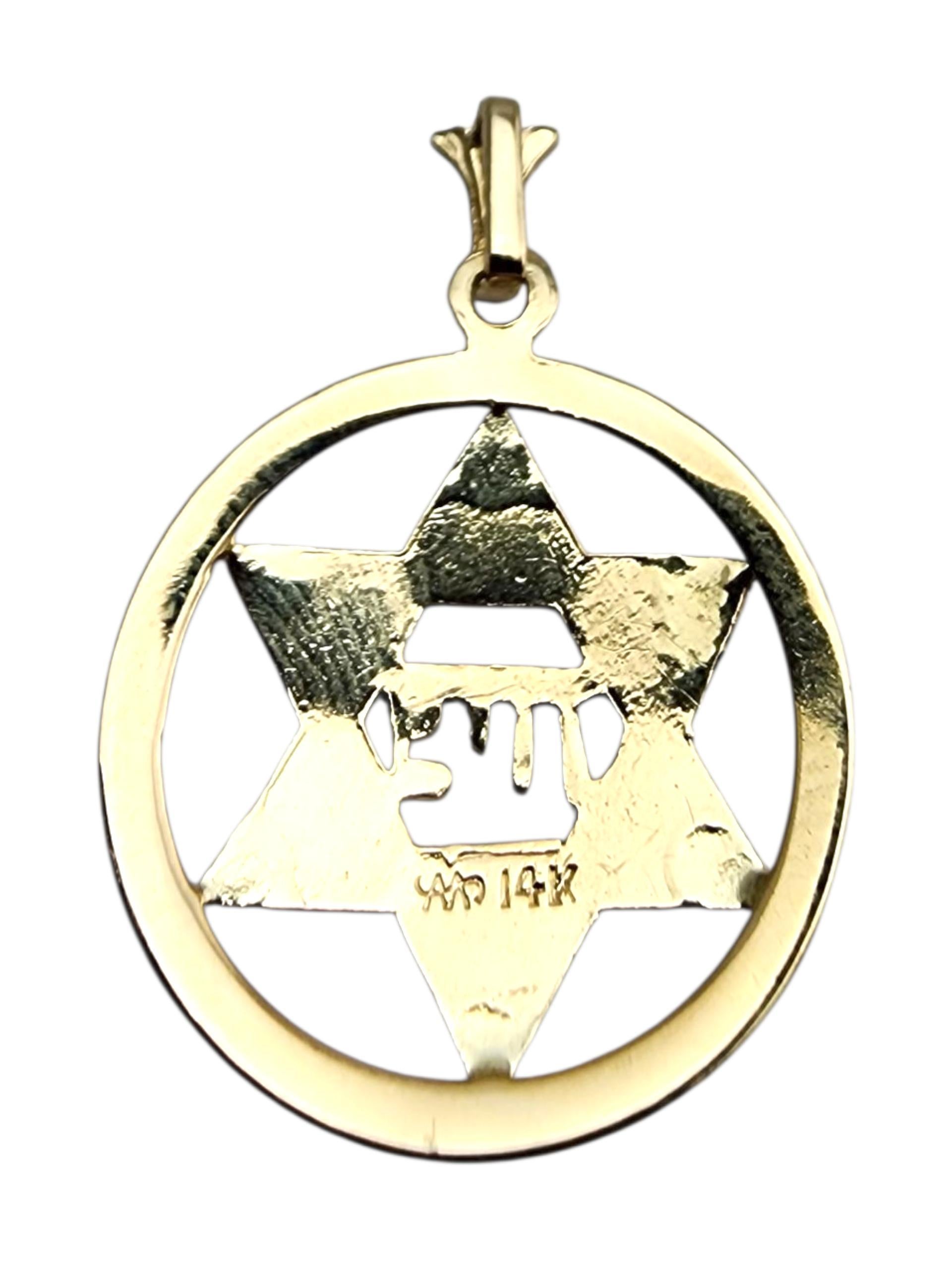 Contemporaneo Ciondolo Stella di David in oro giallo 14 carati #23922 in vendita