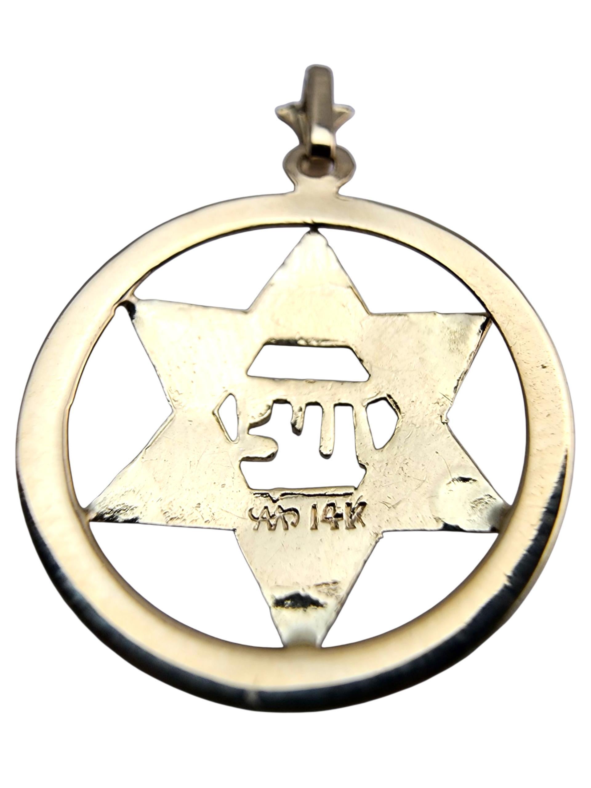 Ciondolo Stella di David in oro giallo 14 carati #23922 in vendita 2