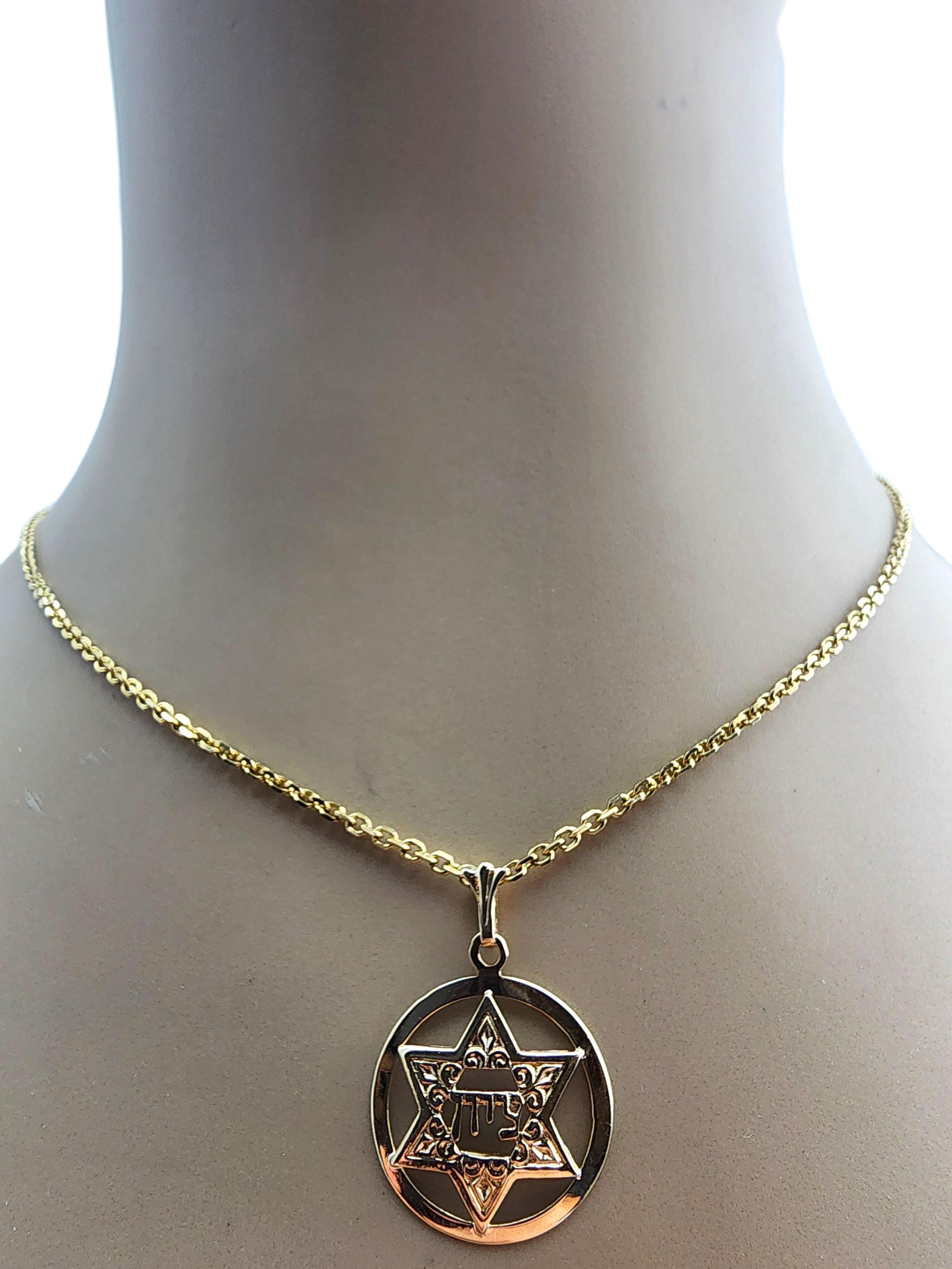 Ciondolo Stella di David in oro giallo 14 carati #23922 in vendita 4