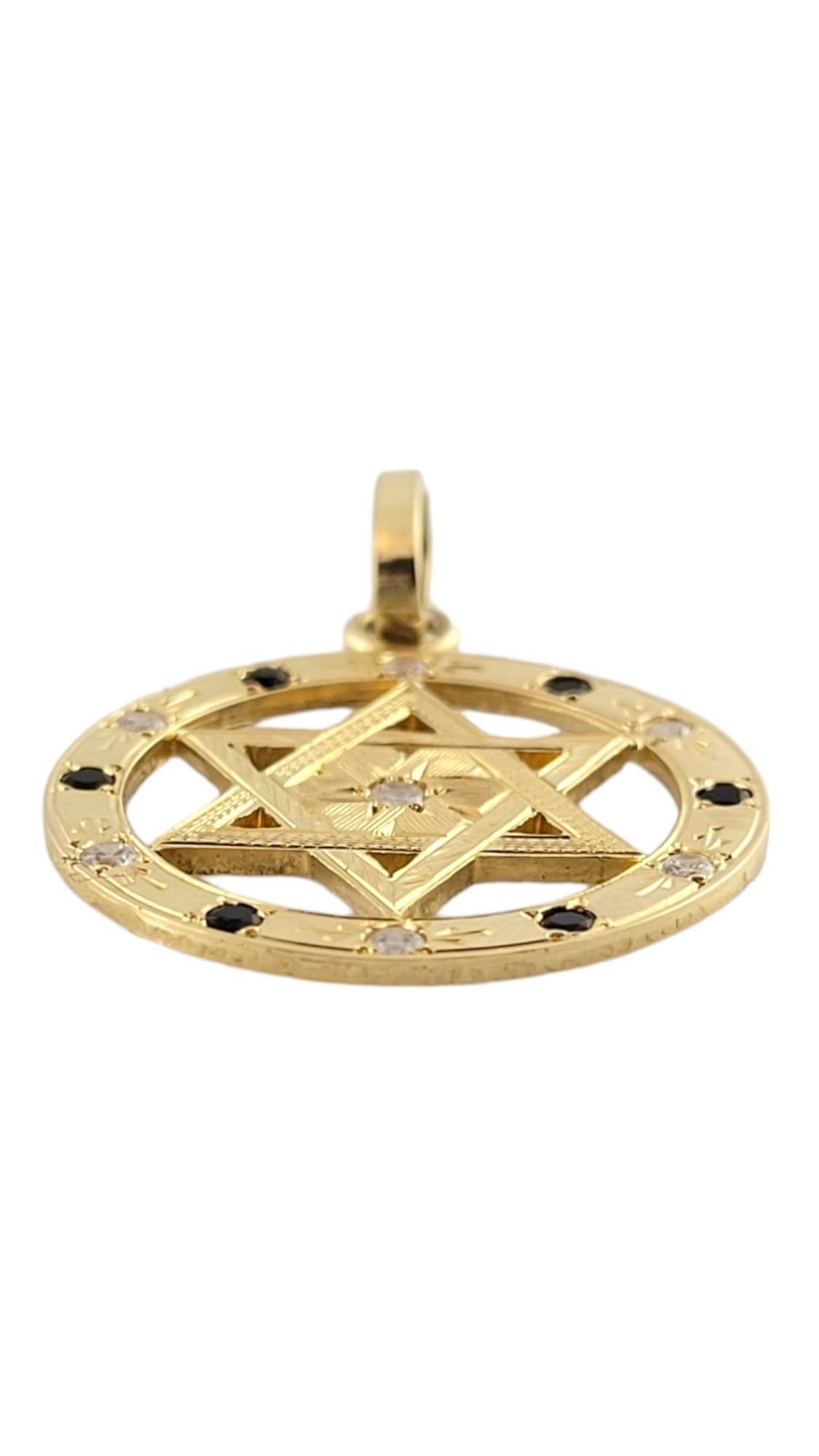 14 Karat Yellow Gold Star of David Pendant w/ Faceted Blue & Clear Stones #18211 In Good Condition In Washington Depot, CT
