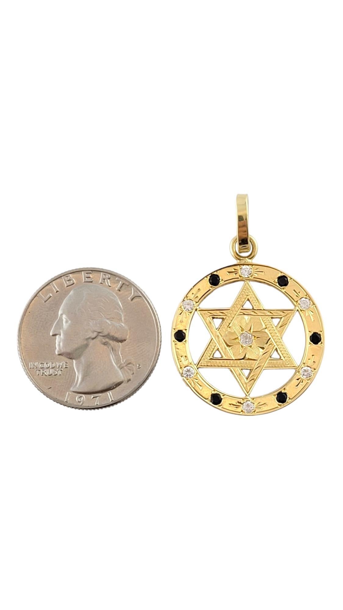 14 Karat Yellow Gold Star of David Pendant w/ Faceted Blue & Clear Stones #18211 1