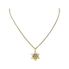 14 Karat Yellow Gold "Star of David" with a Dolphin on a Rope Chain