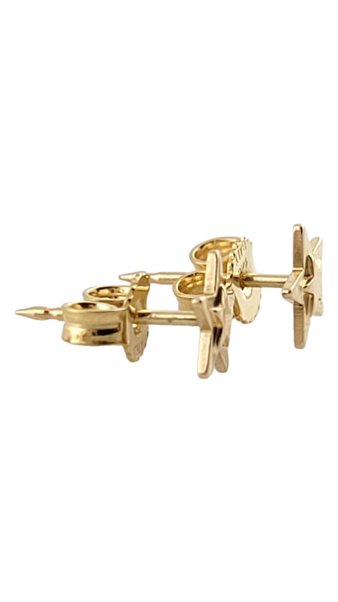 14 Karat Yellow Gold Star Stud Earrings

This gorgeous stet of star stud earrings were crafted from 14K yellow gold and will look adorable on anyone!

Size: 6.33mm X 6.62mm X 1.0mm

Weight: 0.50 dwt/ 0.78 g

Tested 14K

Very good condition,
